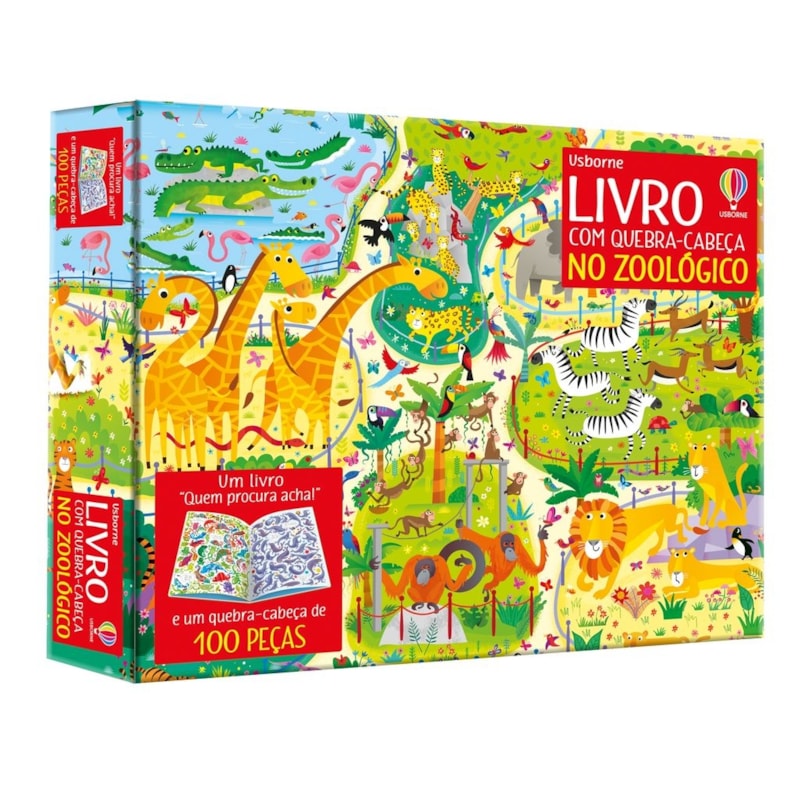 NO ZOOLÓGICO: LIVRO COM QUEBRA-CABEÇA