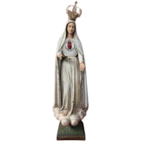NOSSA SENHORA DE FÁTIMA, IMACULADO CORAÇÃO, ENVELHECIDA, RESINA, 110CM - COM COROA