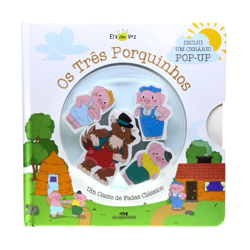 OS TRÊS PORQUINHOS (LIVRO + CENÁRIO POP-UP + 4 PERSONAGENS DE MADEIRA): UM CONTO DE FADAS CLÁSSICO