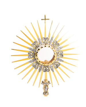 OSTENSÓRIO 54CM DE ALTURA DETALHES EM NIQUEL ENTREMEIO COM NOSSA SENHORA