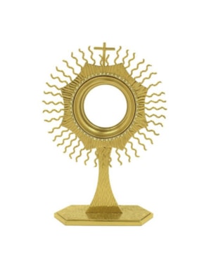 OSTENSÓRIO COM PEDRAS VERMELHAS 26CM DE ALTURA