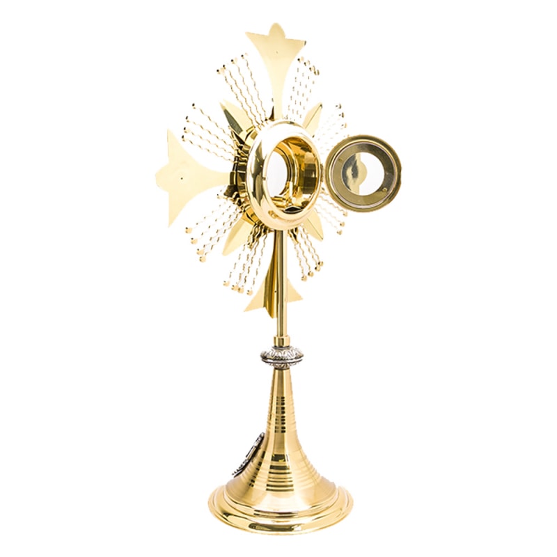 OSTENSÓRIO CRUZ DE MALTA 67CM ALTURA BASE COM UVA