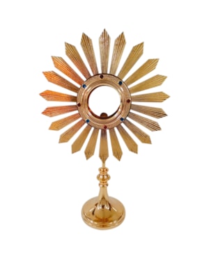 OSTENSÓRIO DOURADO COM PEDRAS STRASS ALTURA 40CM Ø 26CM