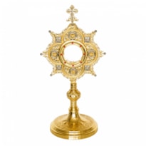 OSTENSÓRIO EVANGELISTAS DOURADO COM PEDRAS 50CM DE ALTURA