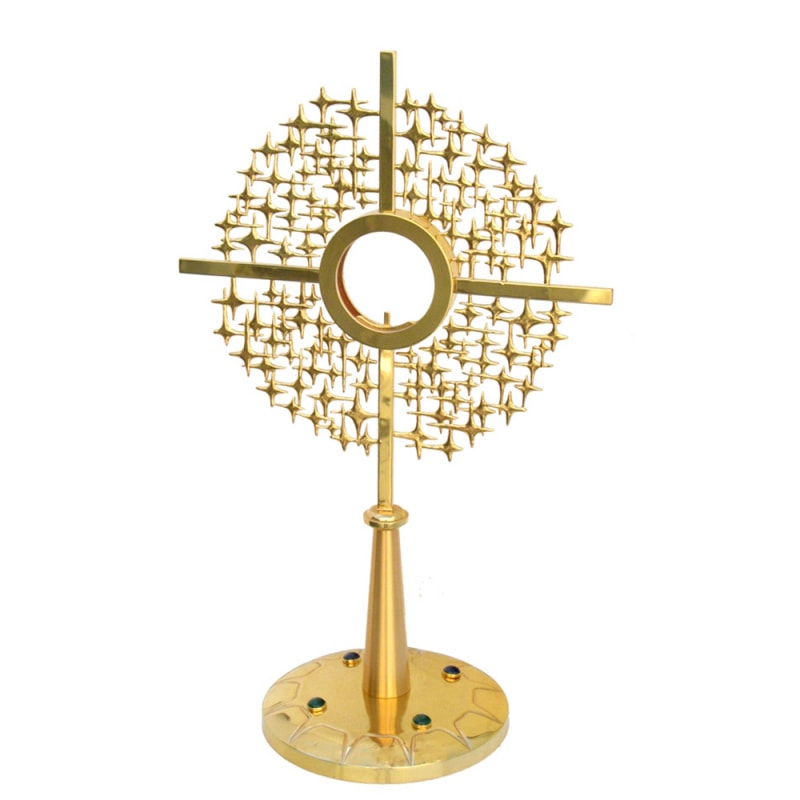 OSTENSÓRIO RV 57CM DE ALTURA DOURADO PEDRAS