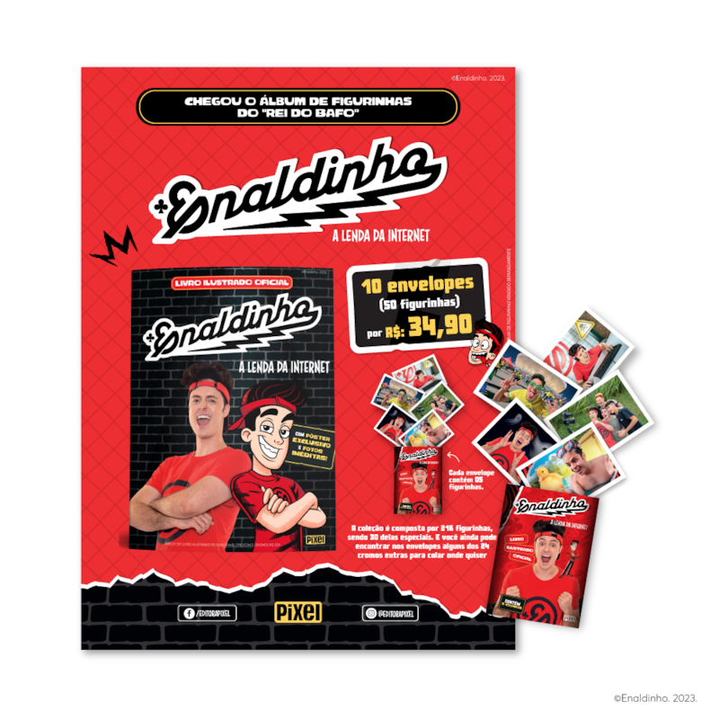 PACK COM 50 FIGURINHAS DO ÁLBUM DO ENALDINHO: A LENDA DA INTERNET