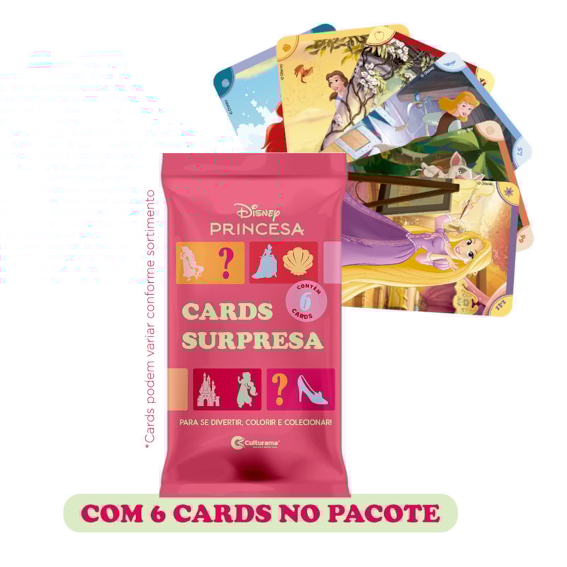 PACOTE COM 6 CARDS COLECIONÁVEIS DISNEY PRINCESAS