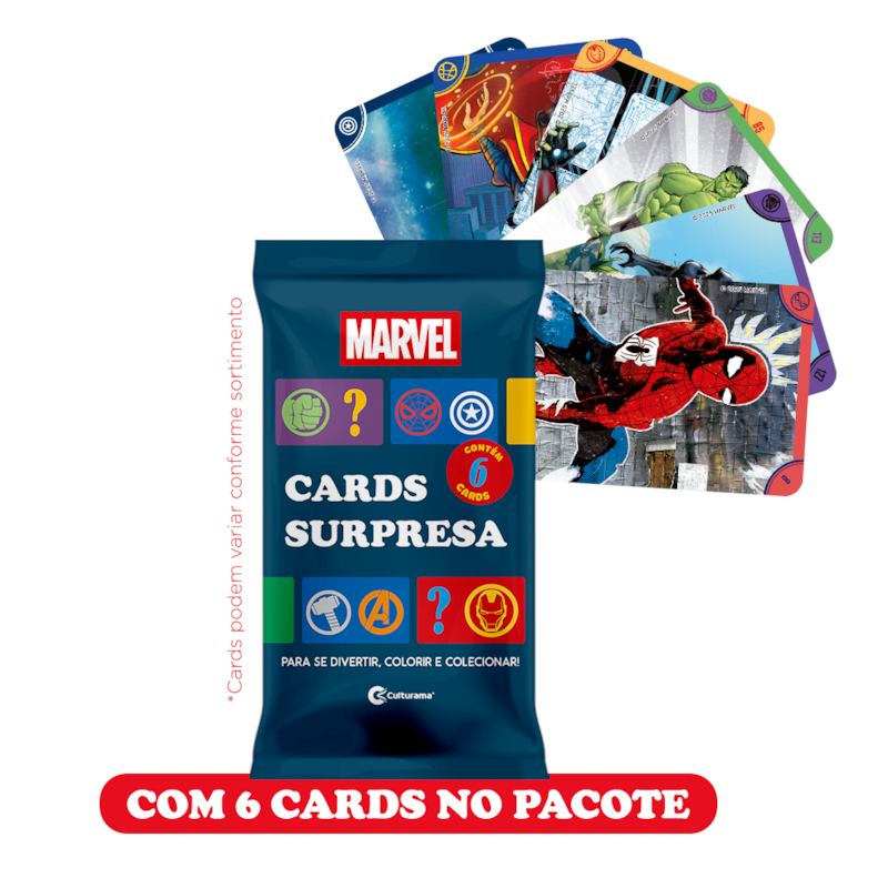 PACOTE COM 6 CARDS COLECIONÁVEIS MARVEL