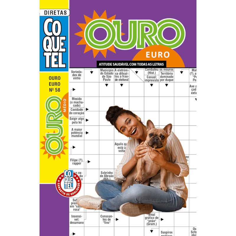 PALAVRAS-CRUZADAS DIRETAS COQUETEL OURO EURO 58: NÍVEL MÉDIO