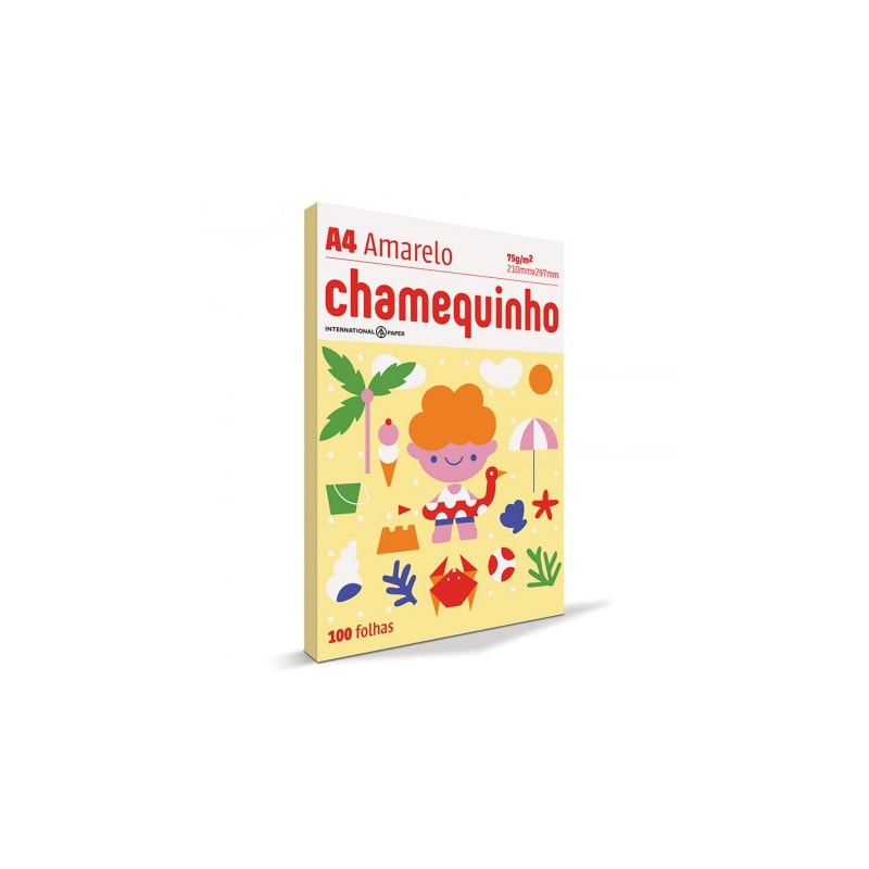 PAPEL SULFITE CHAMEQUINHO A4 AMARELO 210MMX297MM 75G/M ²  100FLS