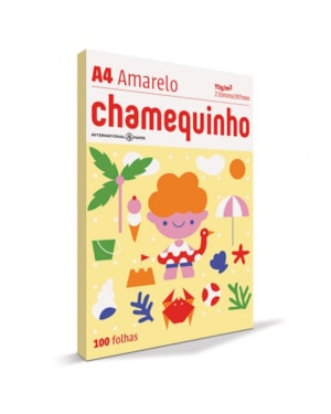PAPEL SULFITE CHAMEQUINHO A4 AMARELO 210MMX297MM 75G/M ² 100FLS