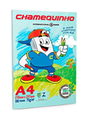 PAPEL SULFITE CHAMEQUINHO A4 VERDE 210MMX297MM 75G/M² 100 FOLHAS
