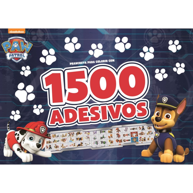 PATRULHA CANINA - PRANCHETA PARA COLORIR COM 1500 ADESIVOS