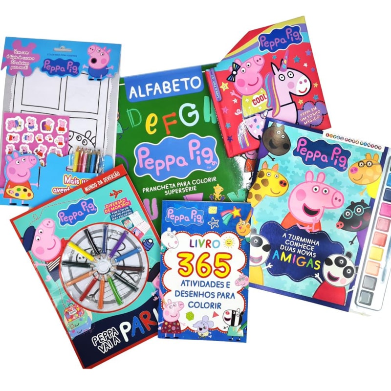 PEPPA PIG KIT LIVROS PARA COLORIR E ATIVIDADES