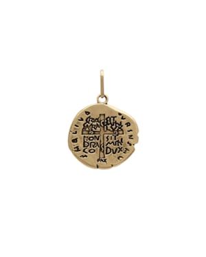 PINGENTE MEDALHA DAS DUAS CRUZES PRATA 990 FOLHEADA A OURO - 15MM