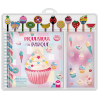 PIQUENIQUE NO PARQUE: ESCOLAR LIVRO DE COLORIR COM 12 LÁPIS E 12 BORRACHAS TEMÁTICAS