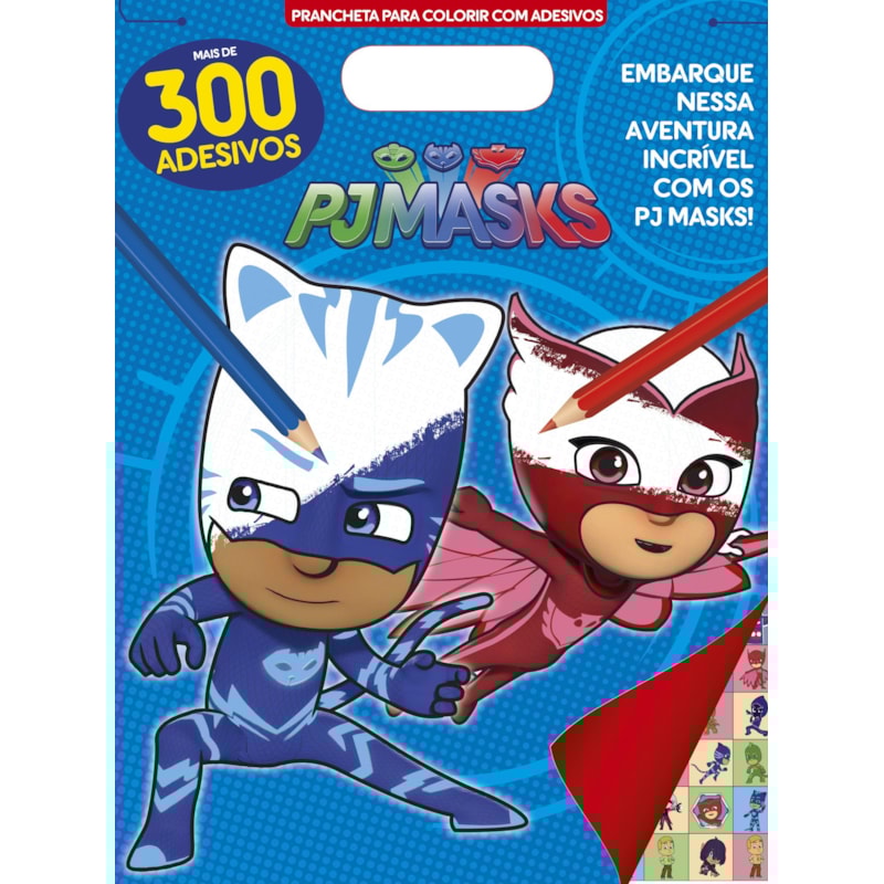 PJ MASKS PRANCHETA PARA COLORIR COM ADESIVOS