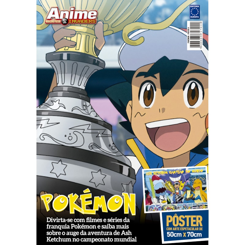 POKÉMON - ARTE A - ASH KETCHUM CAMPEÃO MUNDIAL - SUPERPÔSTER ANIME INVADERS