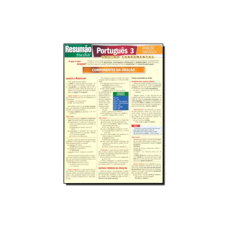 PORTUGUES 3 - ANALISE SINTATICA - 1ª