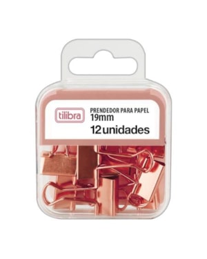 PRENDEDOR PARA PAPEL ROSA TILIBRA 19MM 12 UNIDADES