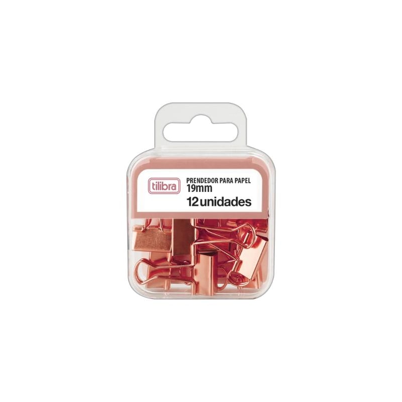 PRENDEDOR PARA PAPEL ROSA TILIBRA 19MM 12 UNIDADES