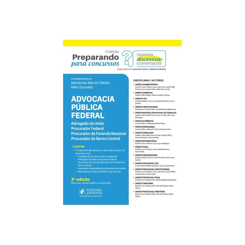PREPARANDO PARA CONCURSOS - QUESTÕES DISCURSIVAS COMENTADAS - ADVOCACIA PÚBLICA FEDERAL