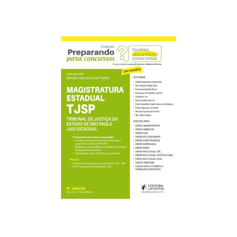 PREPARANDO PARA CONCURSOS - QUESTÕES DISCURSIVAS COMENTADAS - MAGISTRATURA ESTADUAL - TJSP