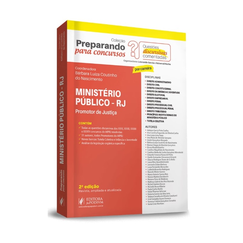 PREPARANDO PARA CONCURSOS - QUESTÕES DISCURSIVAS COMENTADAS - MINISTÉRIO PÚBLICO - RJ