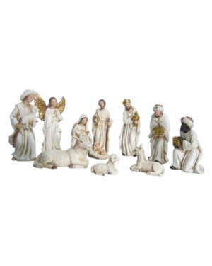 PRESÉPIO 12CM DE ALTURA 11 PEÇAS - BRANCO COM DOURADO