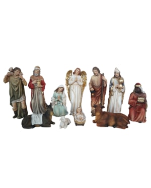 PRESÉPIO 16,5CM DE ALTURA C/ 11 PEÇAS PINTURA TRADICIONAL