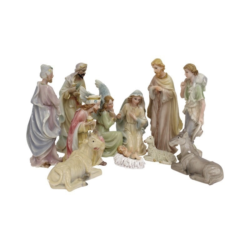 PRESÉPIO 20CM DE ALTURA C/ 11 PEÇAS PINTURA ESTILO PORCELANA