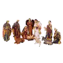 PRESÉPIO 20CM DE ALTURA C/ 11 PEÇAS TRADICIONAL ROUPA ESTILIZADA