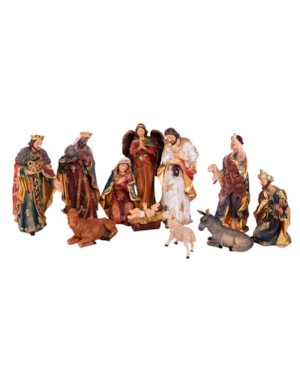 PRESÉPIO 20CM DE ALTURA C/ 11 PEÇAS TRADICIONAL ROUPA ESTILIZADA