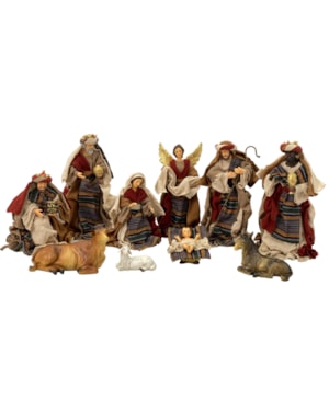 PRESÉPIO 25CM DE ALTURA C/ 11 PEÇAS ROUPA DE TECIDO ÉPOCA DE JESUS SANTINI