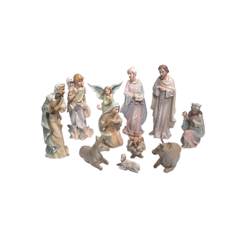 PRESÉPIO 30CM DE ALTURA C/ 11 PEÇAS PINTURA ESTILO PORCELANA