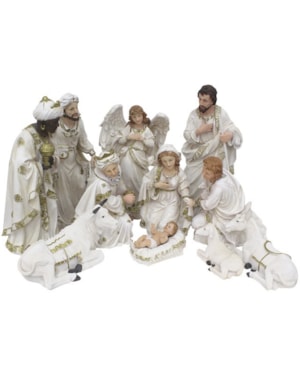 PRESÉPIO 45CM DE ALTURA C/ 11 PEÇAS PINTURA ROUPA BRANCA