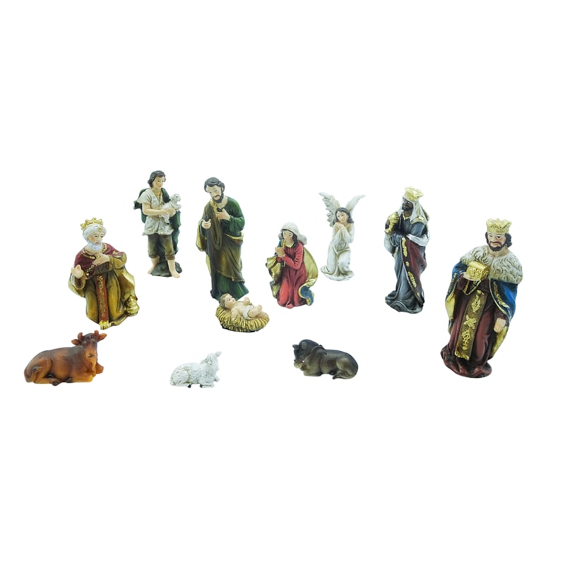 PRESÉPIO 8,5CM DE ALTURA C/11 PEÇAS PINTURA TRADICIONAL COLORIDA