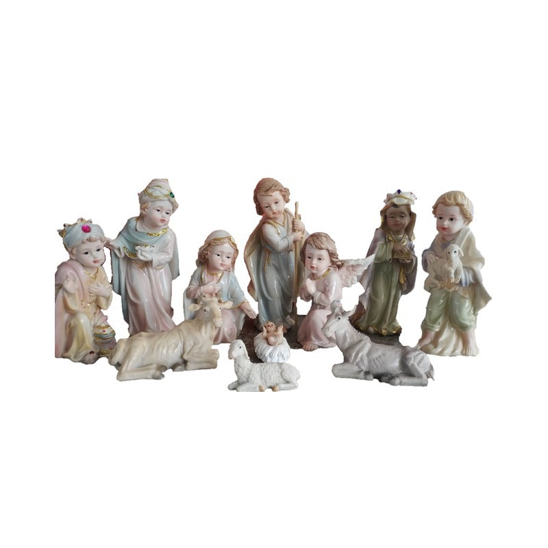 PRESÉPIO INFANTIL 20CM DE ALTURA C/ 11 PEÇAS PINTURA CLASSICA ESTILO PORCELANA