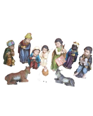 PRESÉPIO INFANTIL 20CM DE ALTURA C/ 11 PEÇAS PINTURA TRADICIONAL COLORIDA