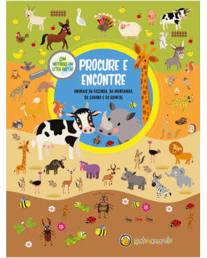Procure e encontre: animais da fazenda, da montanha, da savana e do quintal