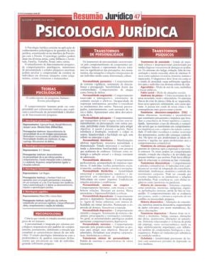 PSICOLOGIA JURIDICA - RESUMAO JURIDICO 47 - 1ª