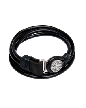 PULSEIRA DE SÃO BENTO COURO PRETO TAMANHO P