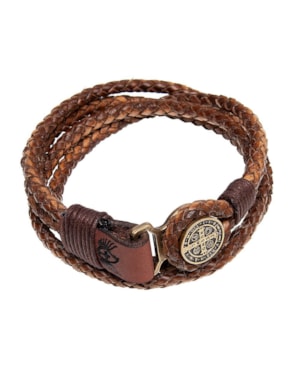 PULSEIRA DE SÃO BENTO COURO TRANÇADO TAMANHO G