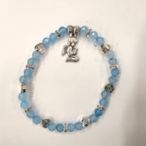 PULSEIRA PORTUGUESA ANJO DA GUARDA CRISTAL AZUL 4MM