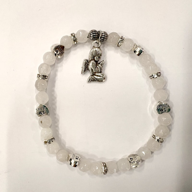 PULSEIRA PORTUGUESA ANJO DA GUARDA CRISTAL BRANCO 4MM