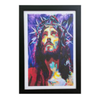 QUADRO 24X34CM MOLDURA PRETA JESUS COM A COROA DE ESPINHOS