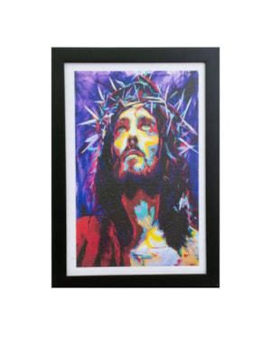 QUADRO 24X34CM MOLDURA PRETA JESUS COM A COROA DE ESPINHOS
