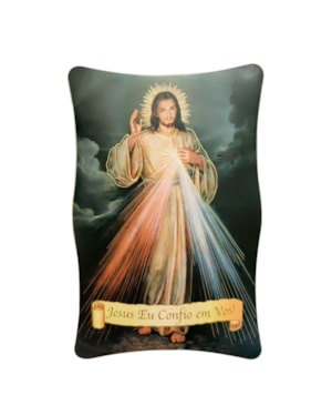 QUADRO JESUS MISERICORDIOSO MADEIRA 15CM DE ALTURA