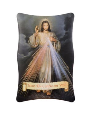 QUADRO JESUS MISERICORDIOSO MADEIRA 24CM DE ALTURA