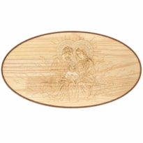 QUADRO OVAL - SAGRADA FAMÍLIA - MOLDURA COURO SINTÉTICO - 40X20CM